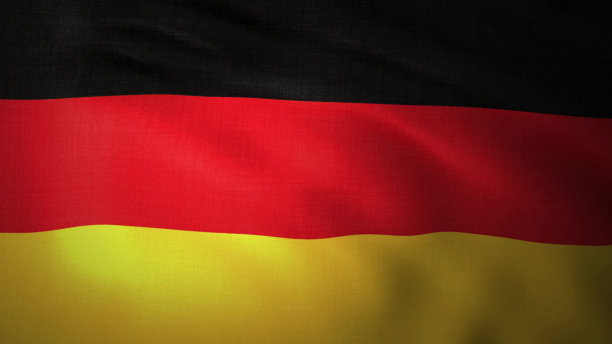德国国旗。飘扬的德国国旗3d插图图片下载