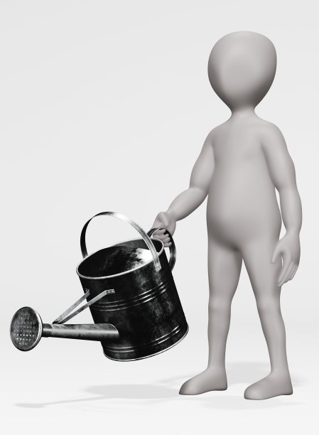 卡通人物的3D渲染与喷壶图片下载