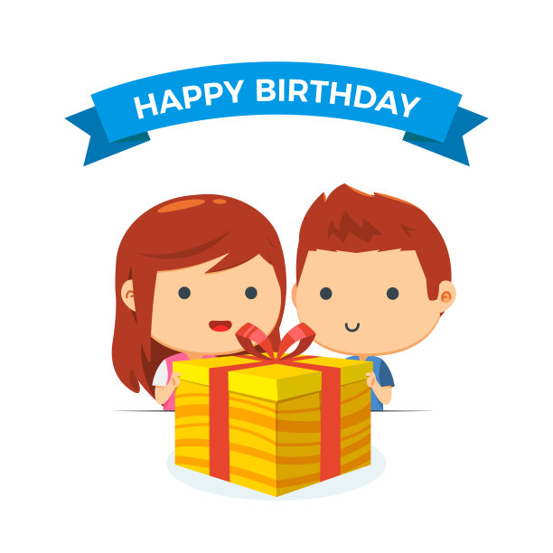 一对夫妇与橙色礼盒图片下载