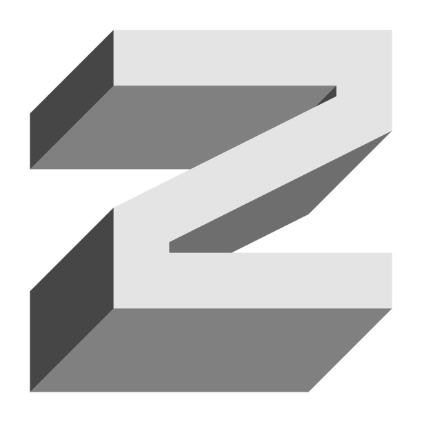 字母和数字-等距立方字体3d，前上下左视图-亮灰色字母Z -向量图片下载