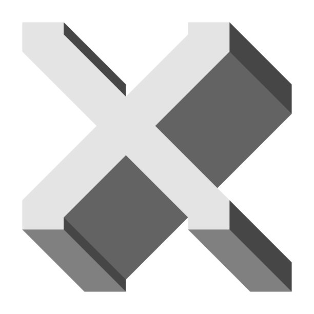 字母和数字-等距立方字体3d，前上下右视图-明亮的灰色字母X -向量图片下载