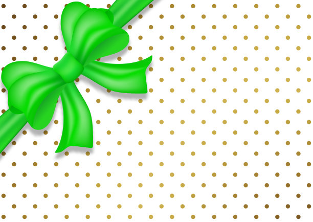 装饰用闪亮的绿色蝴蝶结丝带孤立的白色背景与波尔卡点。装饰节日礼品和背景。图片下载