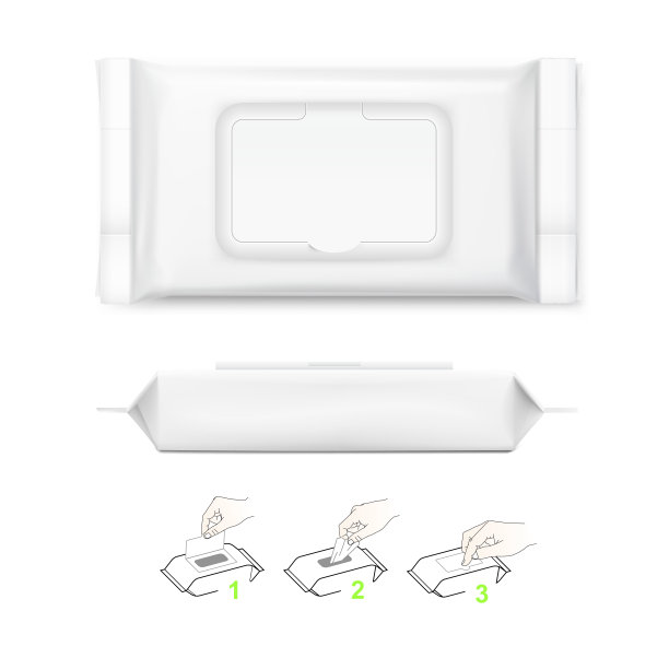 湿纸巾流包隔离在白色背景上。图片下载