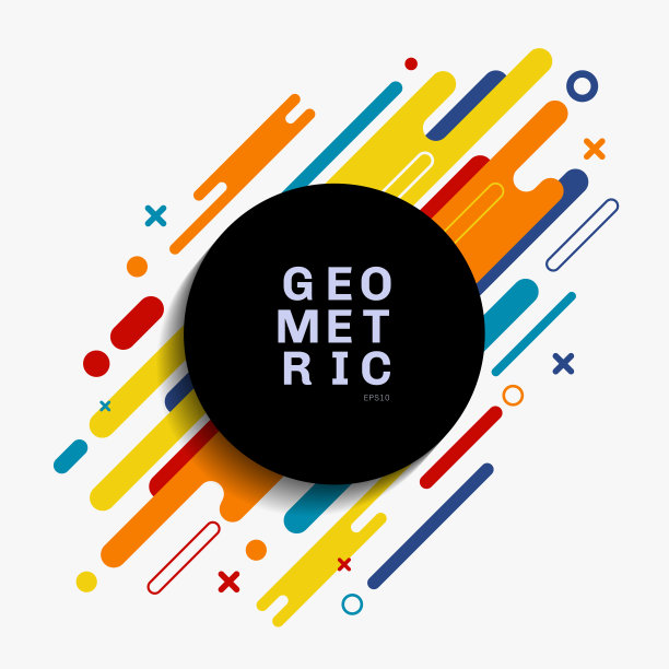 抽象彩色几何构成的各种圆形形状对角线与黑色的圆圈空间为您的文本。图片下载