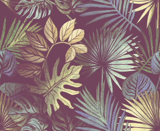 热带无缝模式，热带叶图片下载