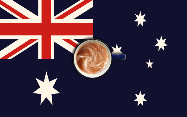 澳大利亚国旗上的咖啡图片下载