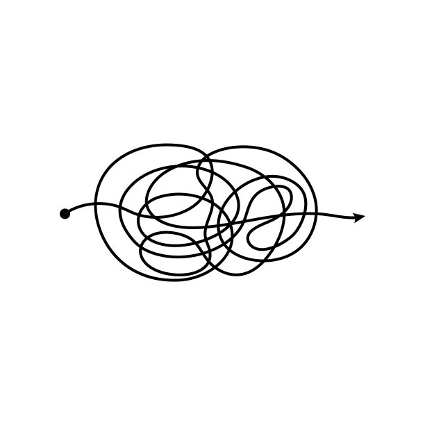 疯狂凌乱的黑线或复杂的线索矢量插图孤立。图片下载