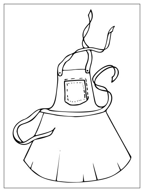 向量厨房围裙。厨房用具的轮廓插图孤立在白色背景上。为包装，背景，横幅或菜单的平面设计模板。向量股票插图图片下载