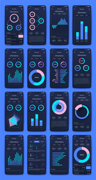 商业手册的现代信息图表向量元素。用于网站，公司宣传册，广告和市场营销。饼图，折线图，条形图和时间线。图片下载