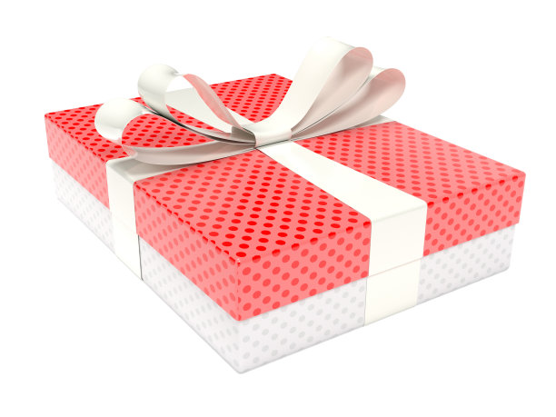 红色礼品盒，银色胶带。3 d渲染图图片下载