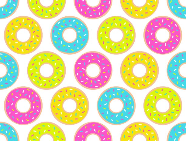 甜甜圈无缝模式。甜食重复背景。矢量插图。图片下载