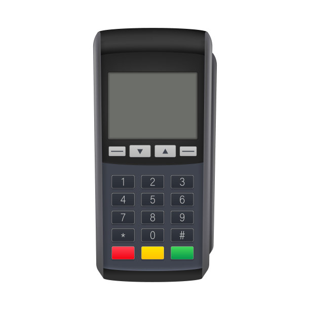 支付终端模型。黑屏Pos终端。收银机。向量股票插图图片下载