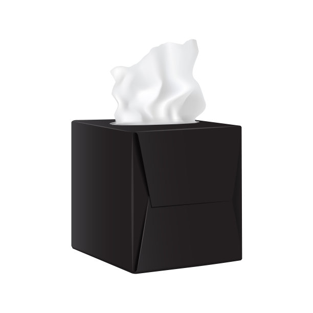 黑色的方形盒子和纸餐巾。真实的矢量模型包装图片下载