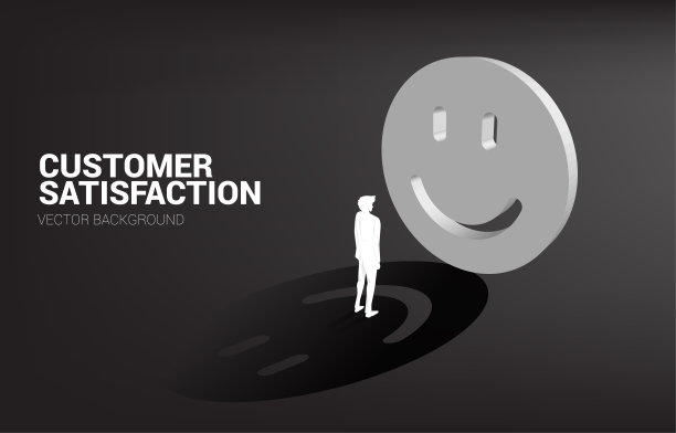 剪影商人站在3D微笑图标评级。图片下载