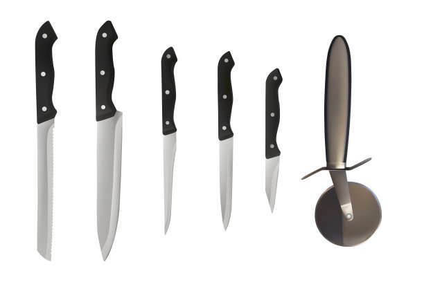 黑色刀柄套装刀。图片下载