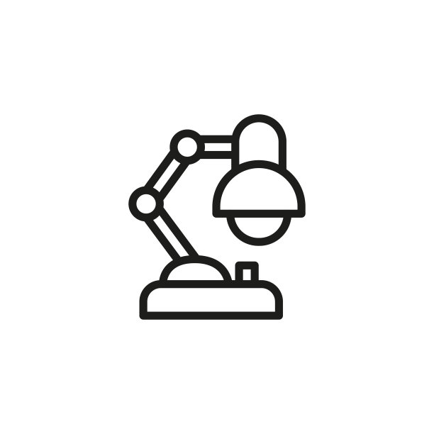 简单的台灯线条图标。图片下载