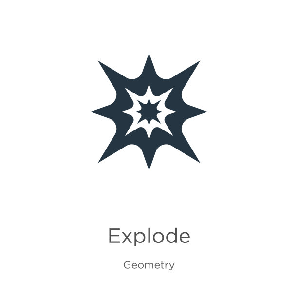 爆炸图标矢量。时尚的平面爆炸图标从几何集合孤立的白色背景。矢量插图可以用于网页和移动平面设计，标志，eps10图片下载