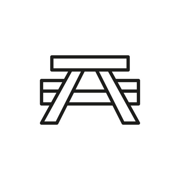 简单的野餐桌线图标。图片下载