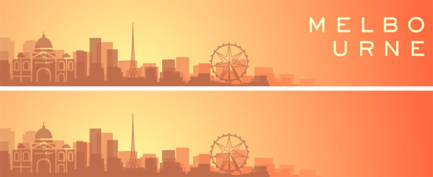 墨尔本美丽的天际线风景横幅图片下载