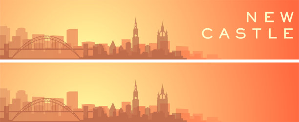纽卡斯尔美丽的天际线风景横幅图片下载