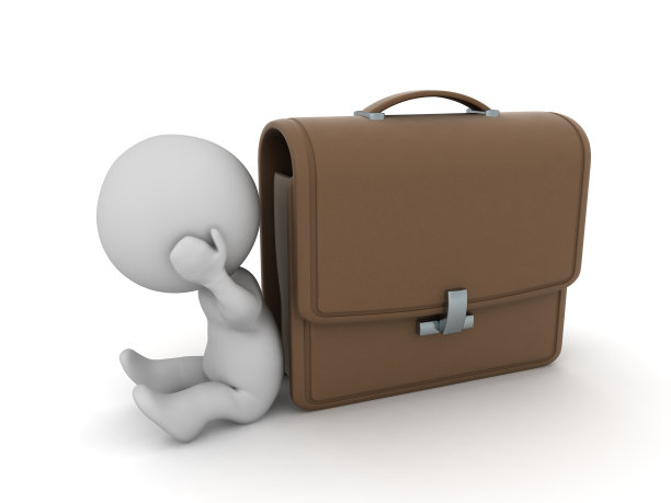 心烦3D人物与商业公文包图片下载