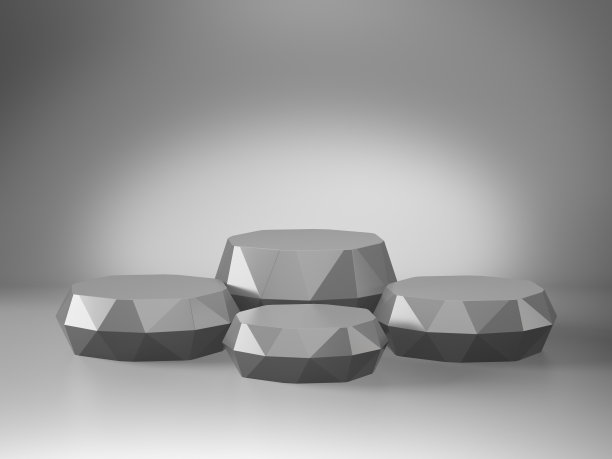 灰色展示台，设计台，空白产品架，背景干净。三维渲染图片下载