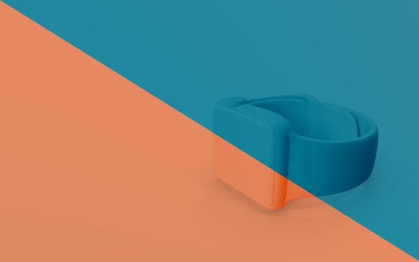 智能手表对时髦的珊瑚和蓝色背景图片下载