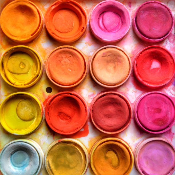 水彩托盘调色板近距离图片下载