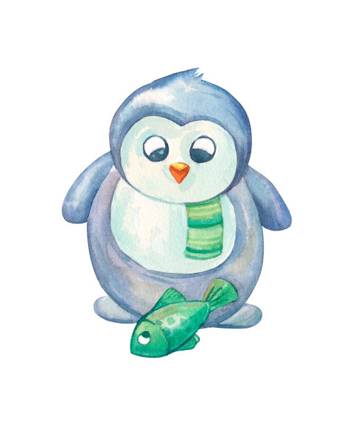 水彩企鹅1图片下载