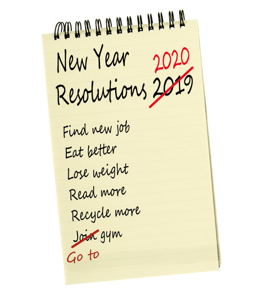 2020年的新年决心——同样如此。记事本列表隔离在白色。图片下载