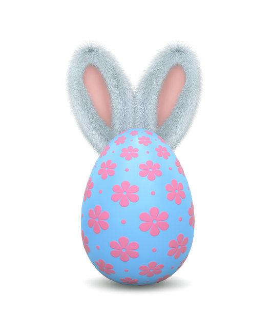 毛绒绒的兔子在复活节彩蛋后孤立在白色图片下载
