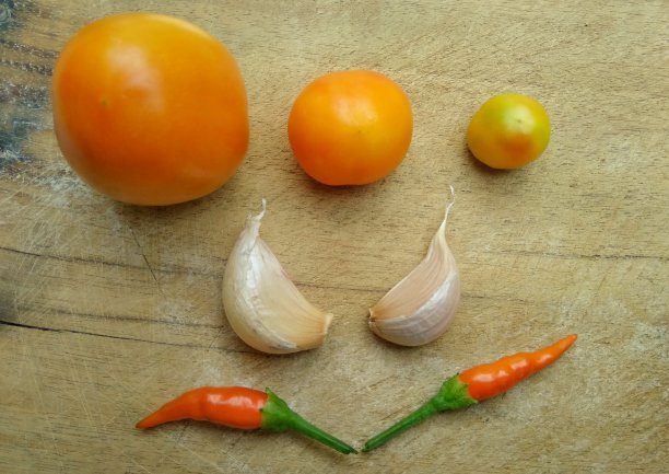 西红柿，大蒜和辣椒图片下载