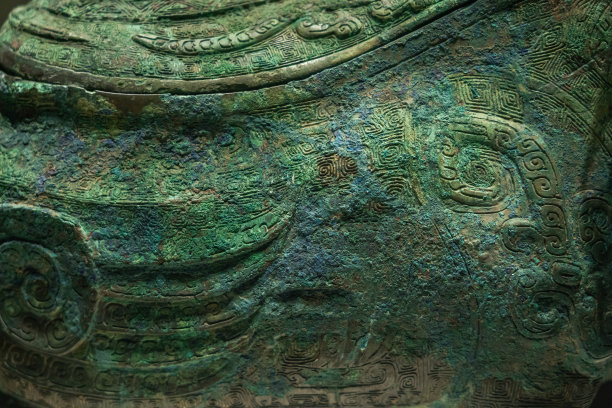 中国古代青铜图案特写图片下载
