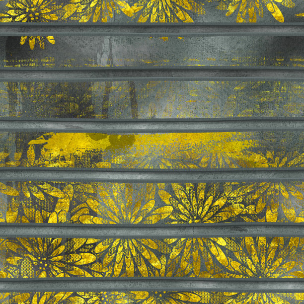 雕刻水平条纹图案的背景无缝纹理，拼接图案，垃圾和金色纹理，3d插图图片下载