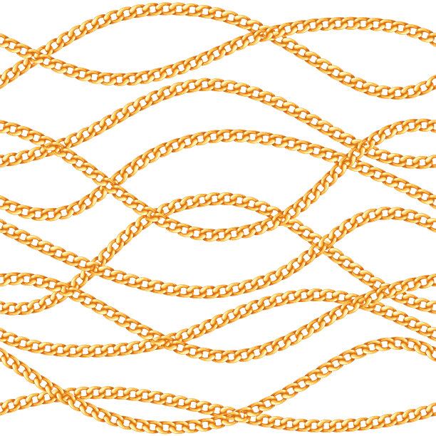 时尚无缝珠宝图案与黄金链在白色的背景图片下载