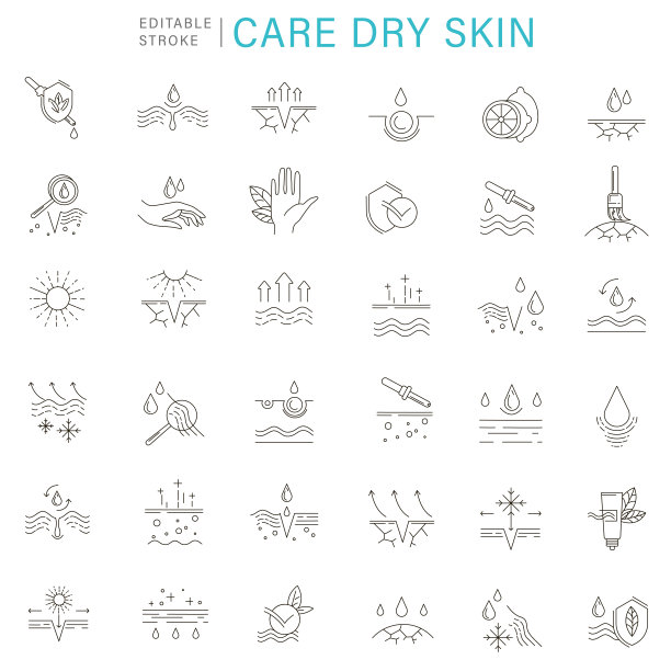 矢量图标和标志的天然化妆品和护理干燥皮肤图片下载