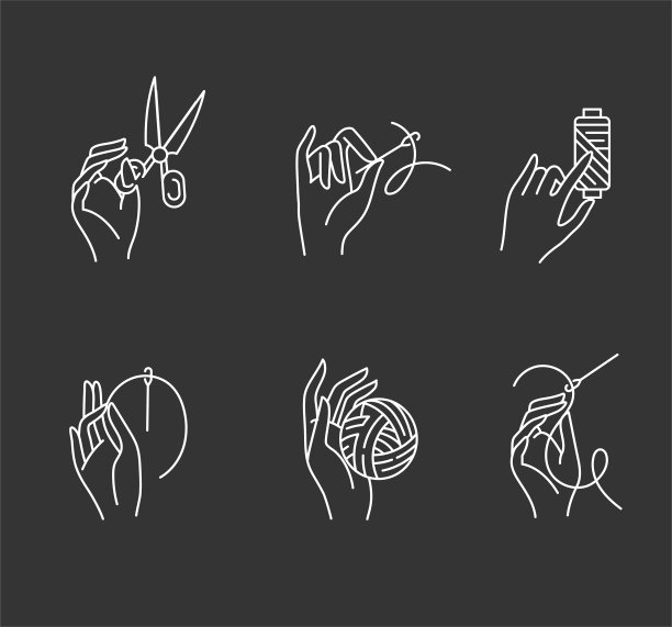 矢量图标和标志缝制和手工。可编辑大纲中风图片下载