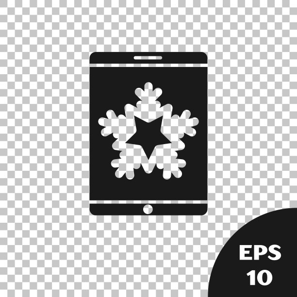 智能手机上的黑色圣诞快乐字样和雪花图标矢量素材图片下载