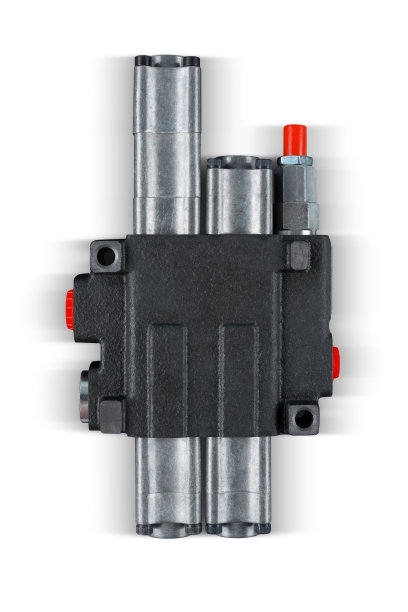 拖拉机液压分配器的两部分，在孤立的白色背景和阴影图片下载