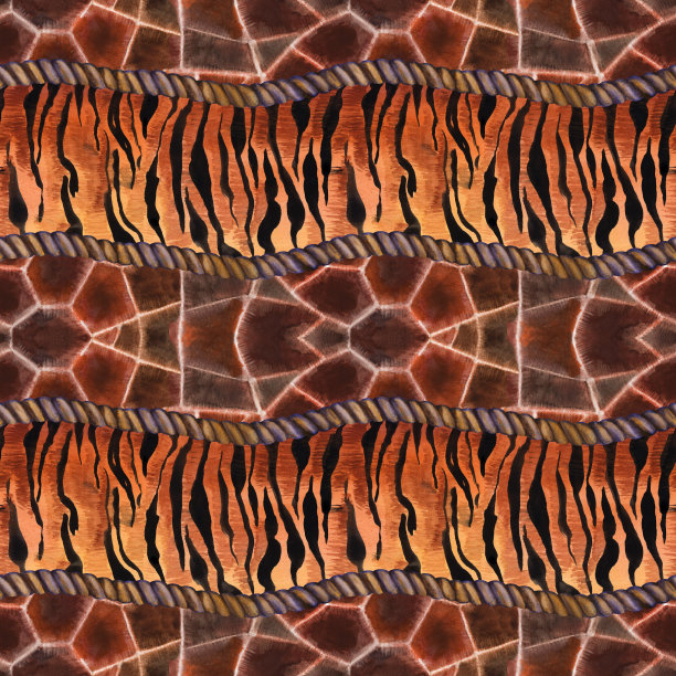 水彩动物野生无缝图案。手绘装饰背景。印刷纺织品，布料，墙纸，剪贴簿图片下载