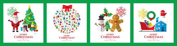 圣诞老人，圣诞树和圣诞元素图片下载