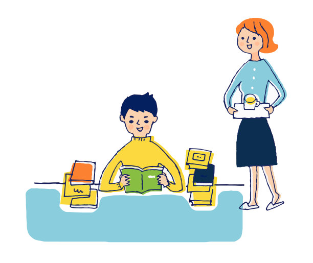 男孩和妈妈一起在书桌前学习图片下载