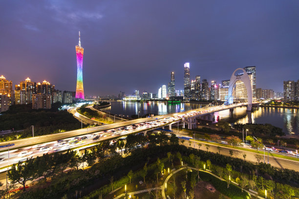 广州CBD的晚霞图片下载