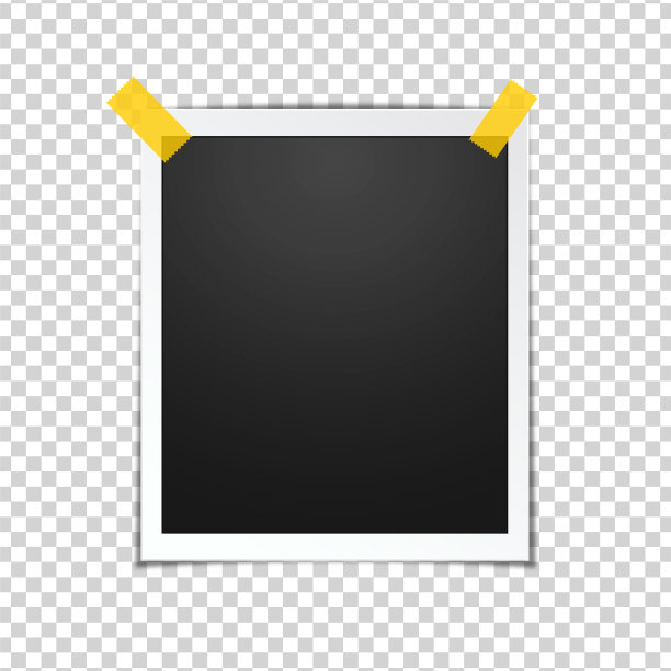 用胶带固定在透明背景上的相框。相框粘在胶带上，孤立。图片下载