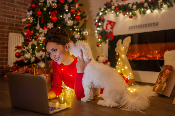漂亮的年轻女子享受圣诞节的心情图片下载