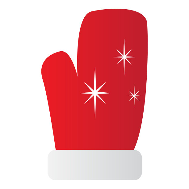 孤立的红色圣诞老人手套图标图片下载