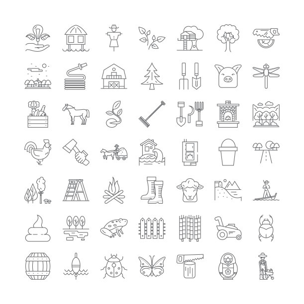 农民线性图标，标志，符号向量线插图设置图片下载