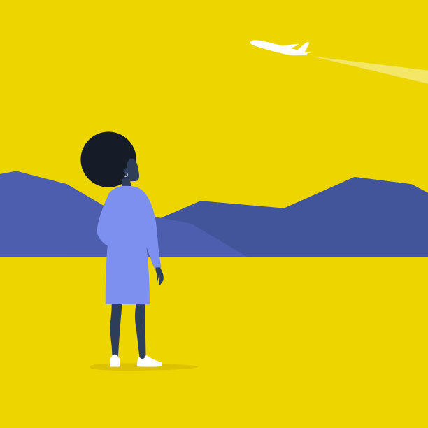 年轻的黑人女性角色发现了一架飞机，户外休闲，现代生活方式图片下载