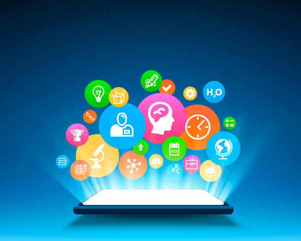 智能手机灯光屏幕多图标，科技手机显示灯光。图片下载