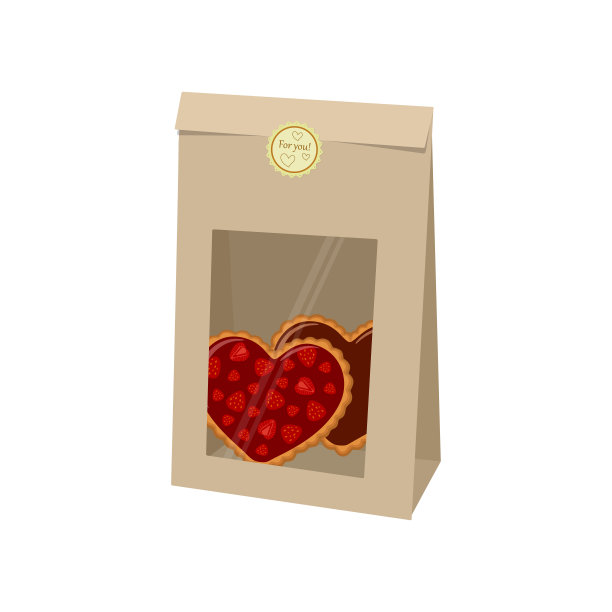 情人节。牛皮纸包的饼干在白色的背景。图片下载